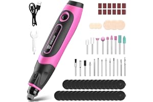 Mini Cordless Rotary Tool:DEKOPRO 3.7V Rotary Tool Variable Speed Display with Type-C Charging, Power Rotary Tool with 70 Accessories for Sanding, Engraving, Polishing, Drilling, Cutting, DIY (Pink)