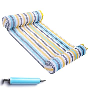 Hammock Float Portable Swimming Pool Lounge Inflatable Water Pillow Yellow/Blue