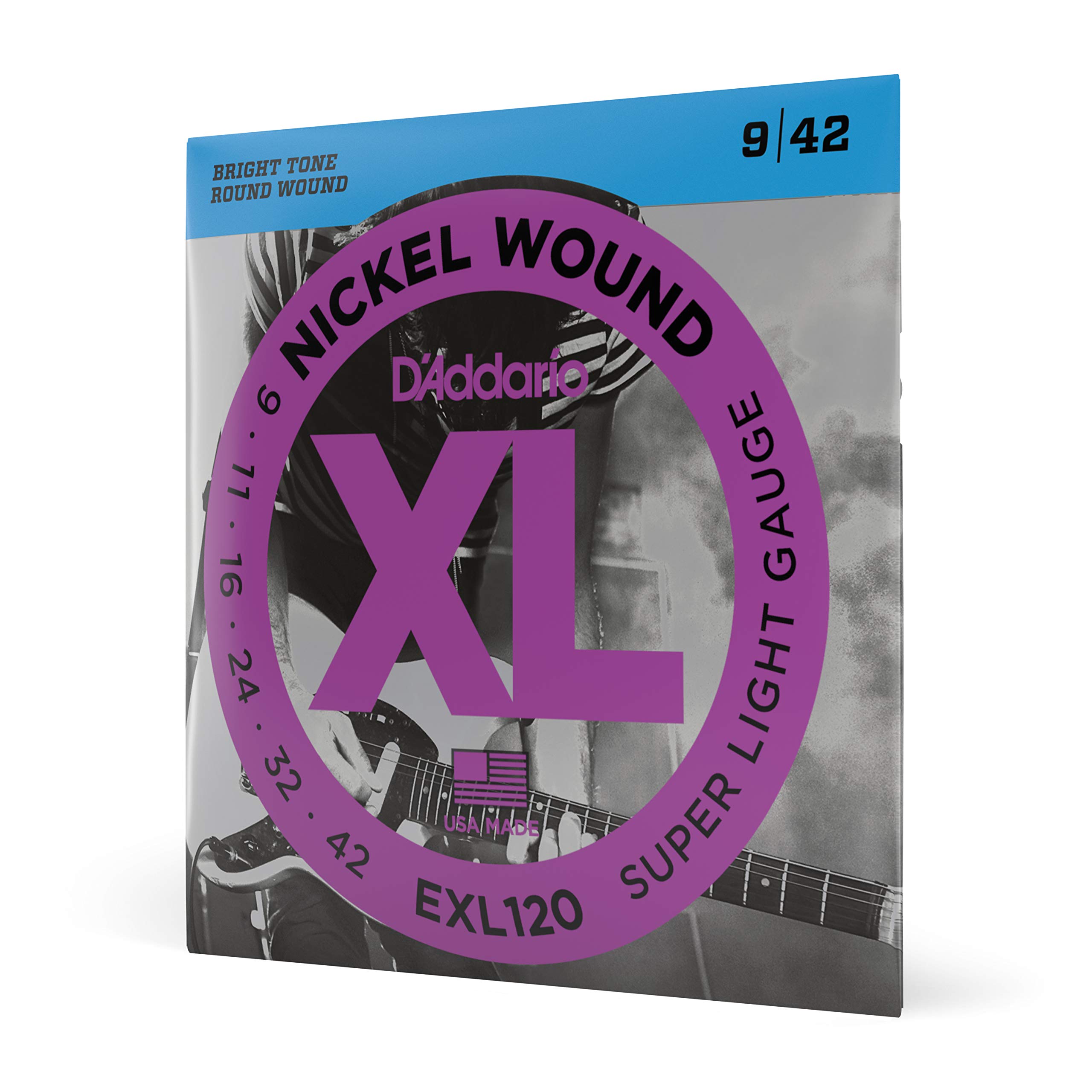 D'Addario EXL120 Nickel Wound Electric Guitar Strings, Super Light, 9