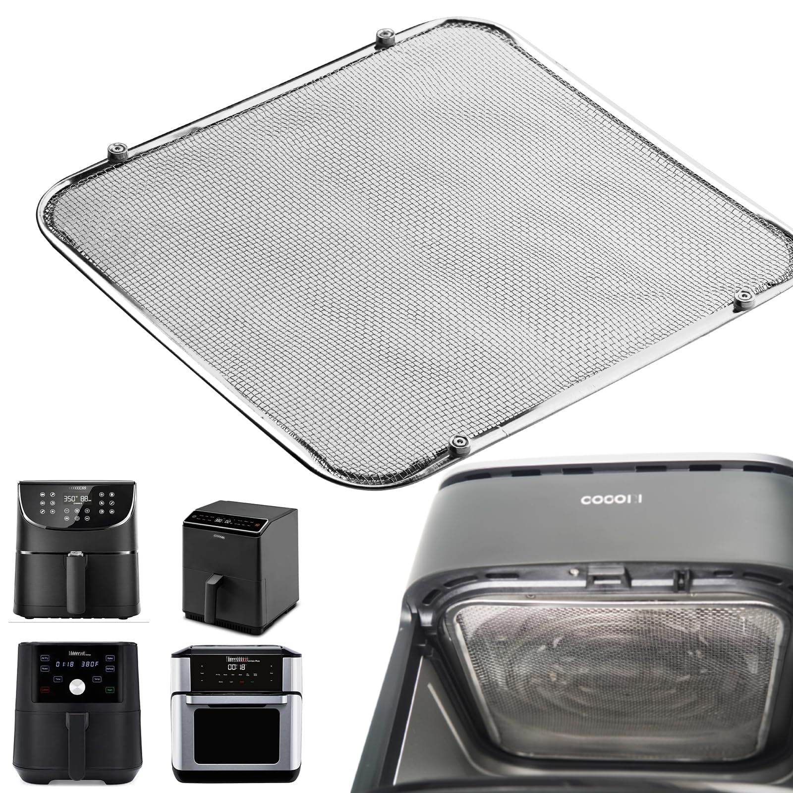 Photo 1 of Kispog Splatter Guard for Air Fryer: Stainless Steel Magnetic - Stops Heating Coil Burning & Corrosion & Odors - Fits Instant/Cosori 5.8-12QT