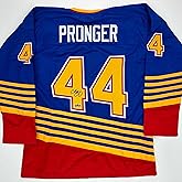 Facsimile Autographed Chris Pronger St. Louis Blue Reprint Laser Auto Hockey Jersey Size Men's XL