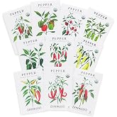 Sereniseed Certified Organic Hot Pepper Seeds (10-Pack) &ndash; Non GMO, Open Pollinated &ndash; Jalape&ntilde;o, Cal Wonder, Banana, Serrano, Shishito, Red Habanero, Poblano, Cayenne and More