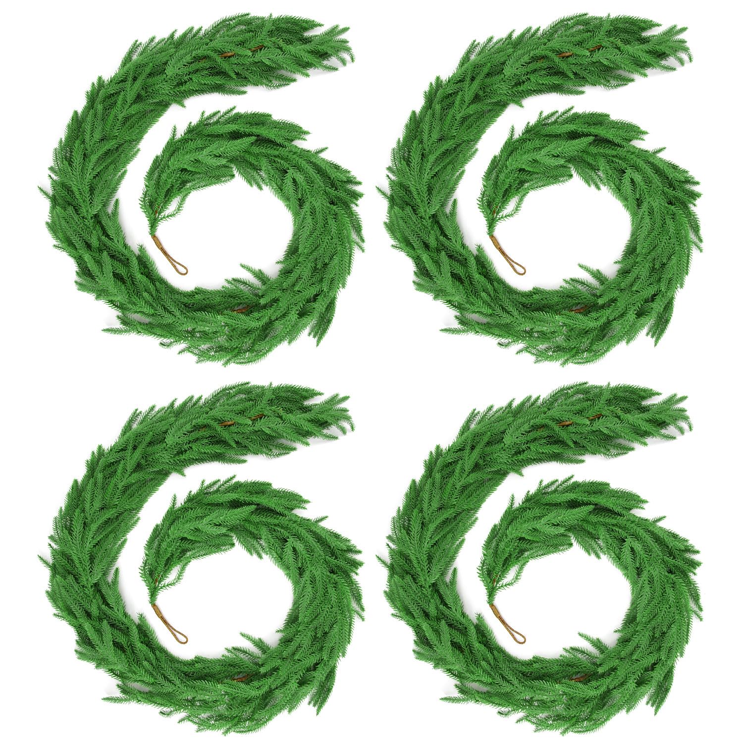 Photo 1 of 24 FT (4 * 6FT) Christmas Norfolk Pine Garland, Real Touch Dense Faux Greenery Garland for Mantle, Table, Wall, Indoor & Outdoor Christmas Decorations
