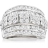 Ross-Simons 2.00 ct. t.w. Round and Baguette Diamond Multi-Row Ring in 14kt White Gold