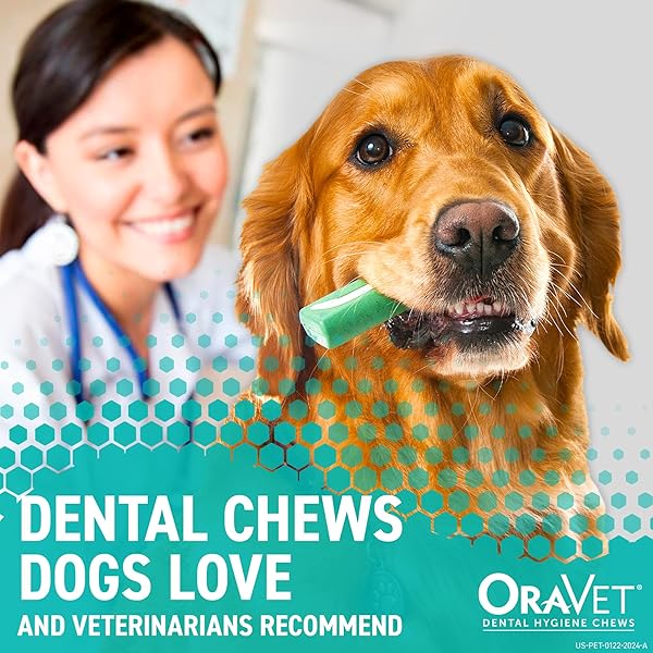 ORAVET DENTAL CHEWS FOR DOGS, ORAL CARE AND HYGIENE CHEWS (LARGE DOGS, OVER 50 LBS.) PINK POUCH, 14 COUNT