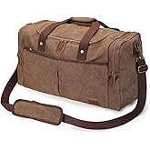S-ZONE Canvas Duffel Bag for Travel 65L Weekender Overnight Travel Bags with Shoes Compartment for Men
