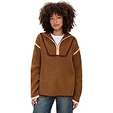 English Factory Women's Contrast Piping Quarter Zip Sweater