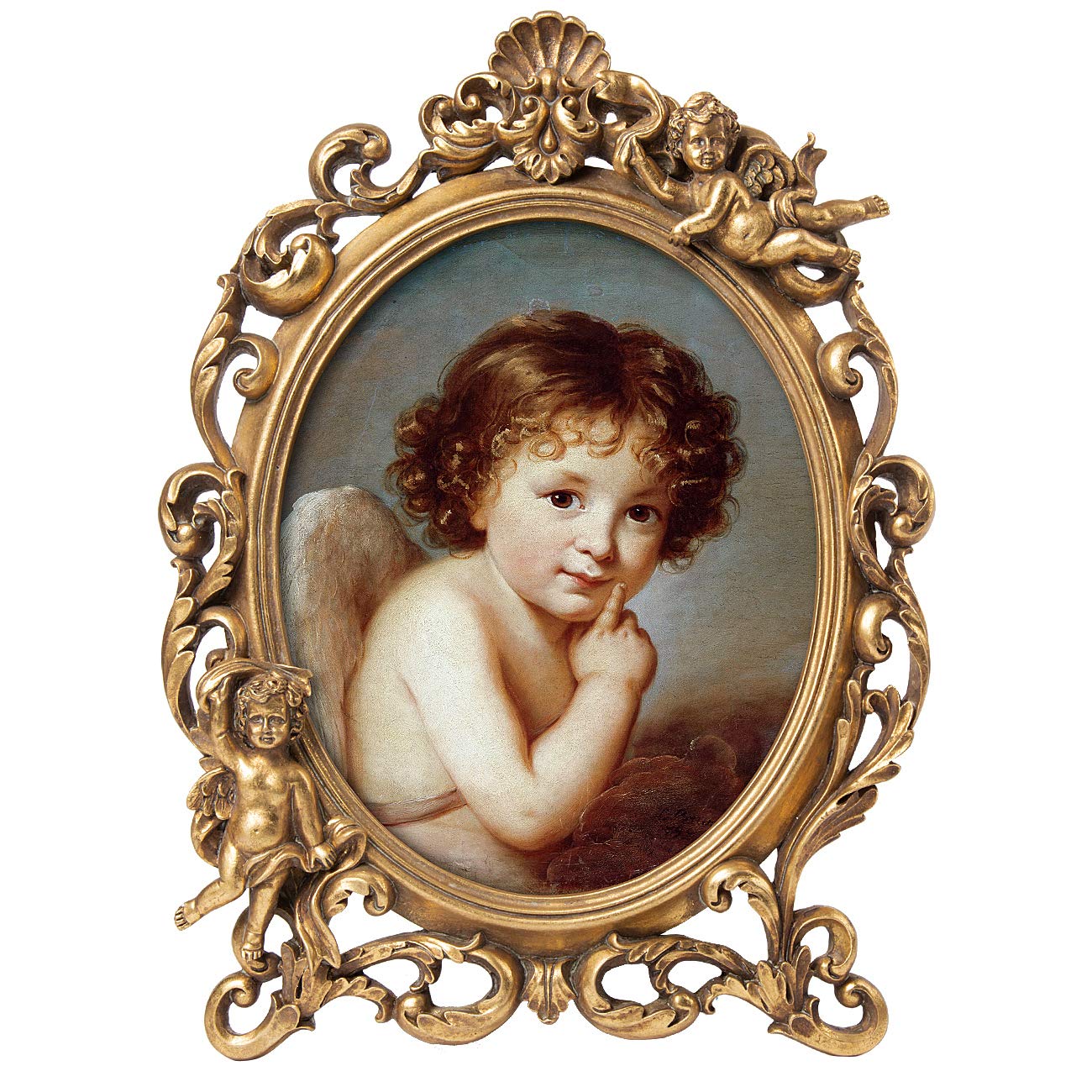 ASOWIN Vintage Picture Frames 8x10 with Embossed Angel,Oval Bronze Antique Photo Frame 10x8 for Wall
