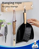 MR.SIGA Dustpan and Brush Set Bamboo Handle Durable Bristles Lightweight Black view 6