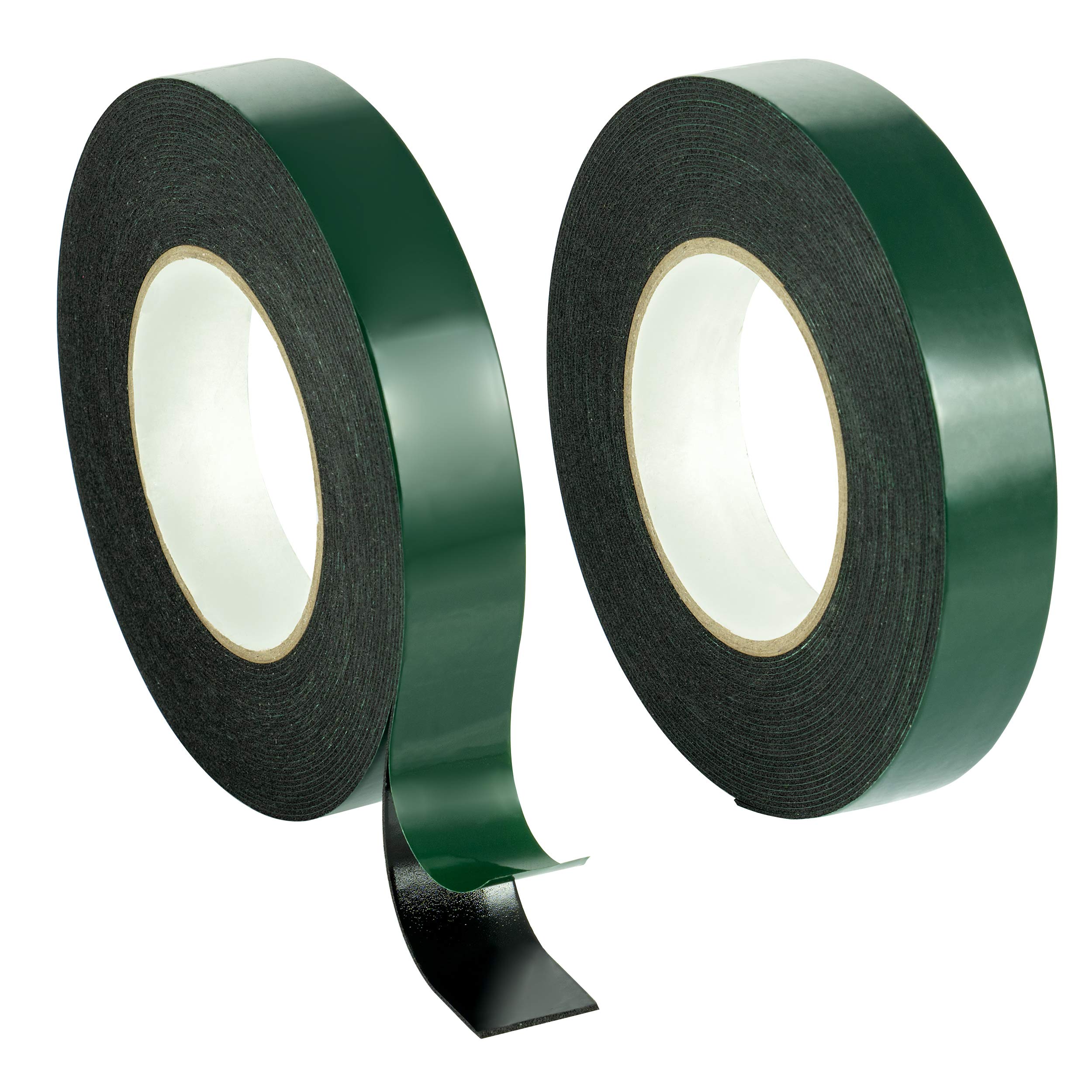 POPPSTAR 2x Double-sided Foam Adhesive Tape, Mounting Tape (10m x 25mm x 1mm), Black