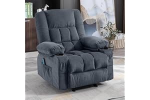 BOSMILLER Massage Rocker Recliner Chair with Vibration Massage and Heat Ergonomic Lounge Chair for Living Room with Rocking Function and Side Pocket, 2 Cup Holders, USB Charge Port
