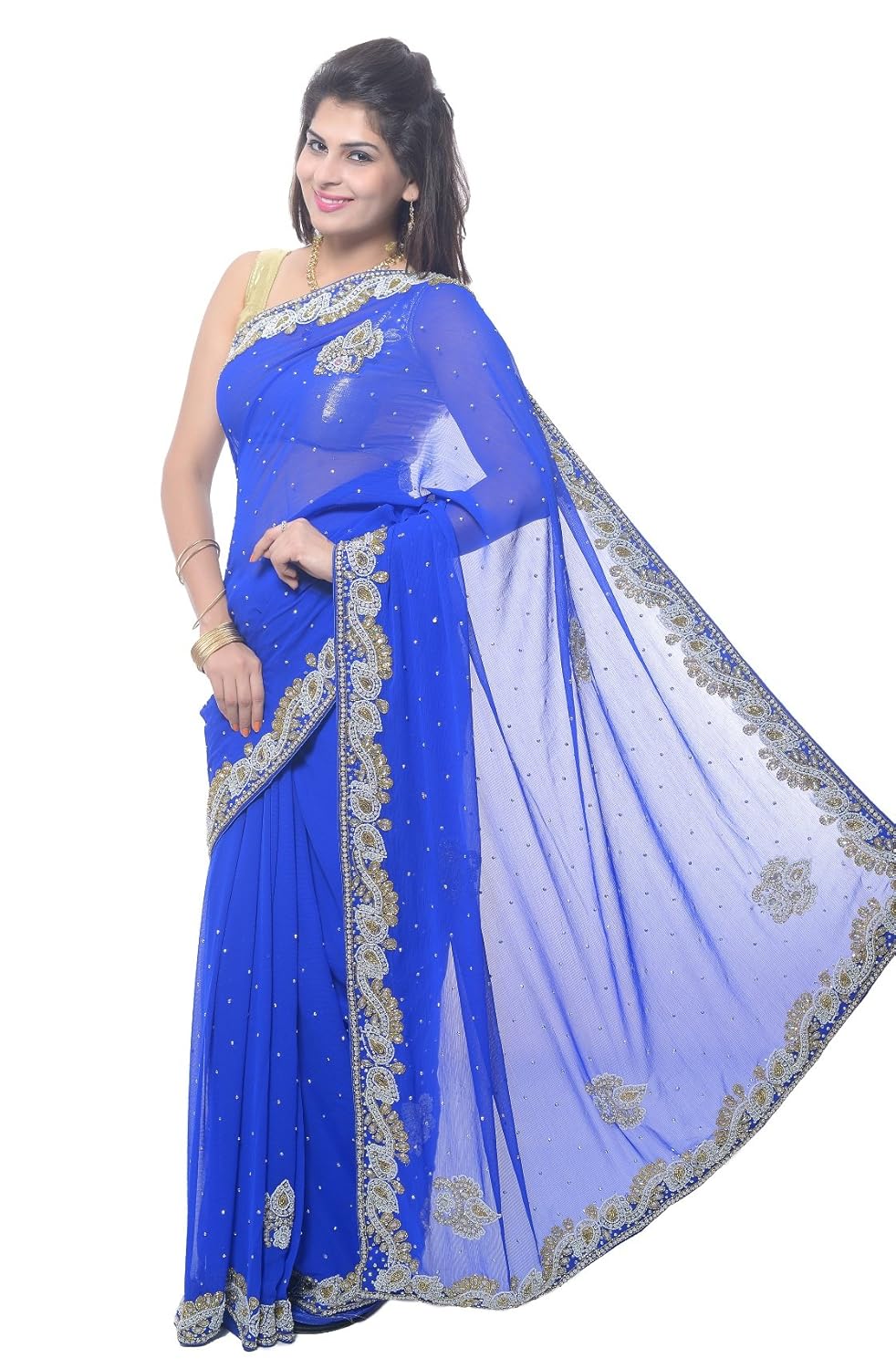 party wear stone work sarees