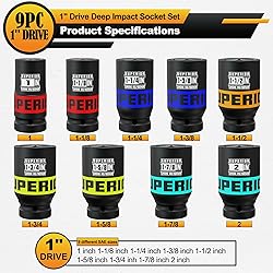 Aiourx 1" Drive Deep Impact Socket Set, SAE, 1 Inch