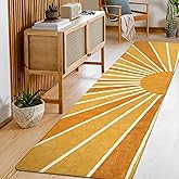 Lahome Boho Sun Runners Rug: 2'x8' Non-Slip & Washable Low-Pile Rug with Rainbow Sun Abstract Print for Hallway, Kitchen, Entryway, Laundry, Bathroom, Living Room