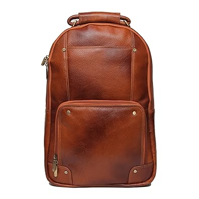 C Comfort Mens and Womens Leather 18-inch Tan Backpacks