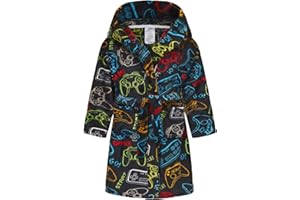 CJMJXPH Kids Toddler Boys Girls Fleece Robe Soft Hooded Bathrobe Pajamas Sleepwear 2-16 Years