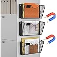 Magnetic File Holder, 3PCS Wall Hanging File Paper Mail Organizer With Remova