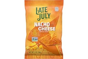 Late July Snacks, Nacho Cheese Tortilla Chips, 2-oz. Bag (Pack of 6)