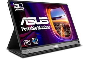 ASUS ZenScreen 15.6” 1080P Portable USB Monitor (MB16AC) - Full HD (1920 x 1080), IPS, USB Type-C, Eye Care, Smart Case, External Screen for Laptop, 3-Year Warranty,Black