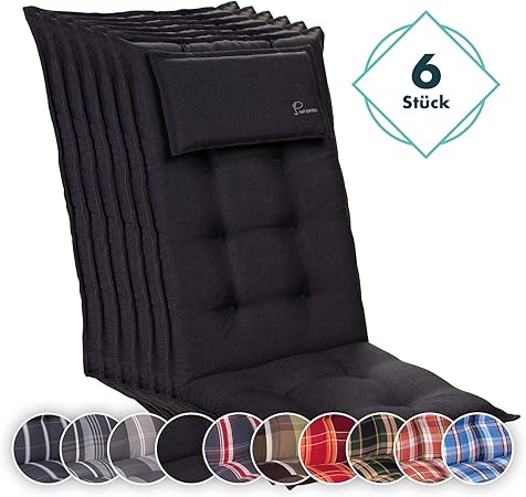 Amazon De Homeoutfit24 Sun Garden 6 Stuck Gartenstuhl Auflage 120 X 50 X 9 Cm Sylt Hochlehner Auflage Mit Abnehmbarem Kopfpolster In Anthrazit