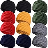 ROYBENS 4 Pack Wool Fisherman Beanies for Men, Knit Short Watch Cap Winter Warm Hats