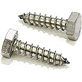 Bolt Dropper 1/4" x 1" Hex Head Lag Bolt Screws, (25 Pack), 304 (18-8) Stainless Steel Coach Bolts/Large Screws for Wood with Plain Finish