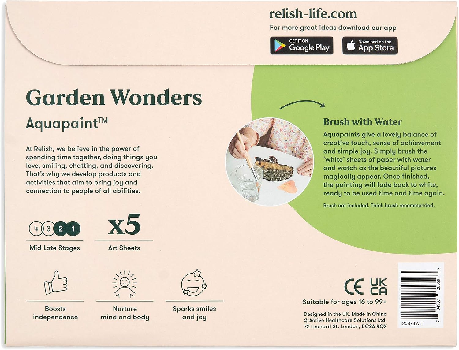 Relish, Dementia Aquapaints Activities, Pack of 5 Reusable Water Painting Toys, Garden Wonders - Image 3