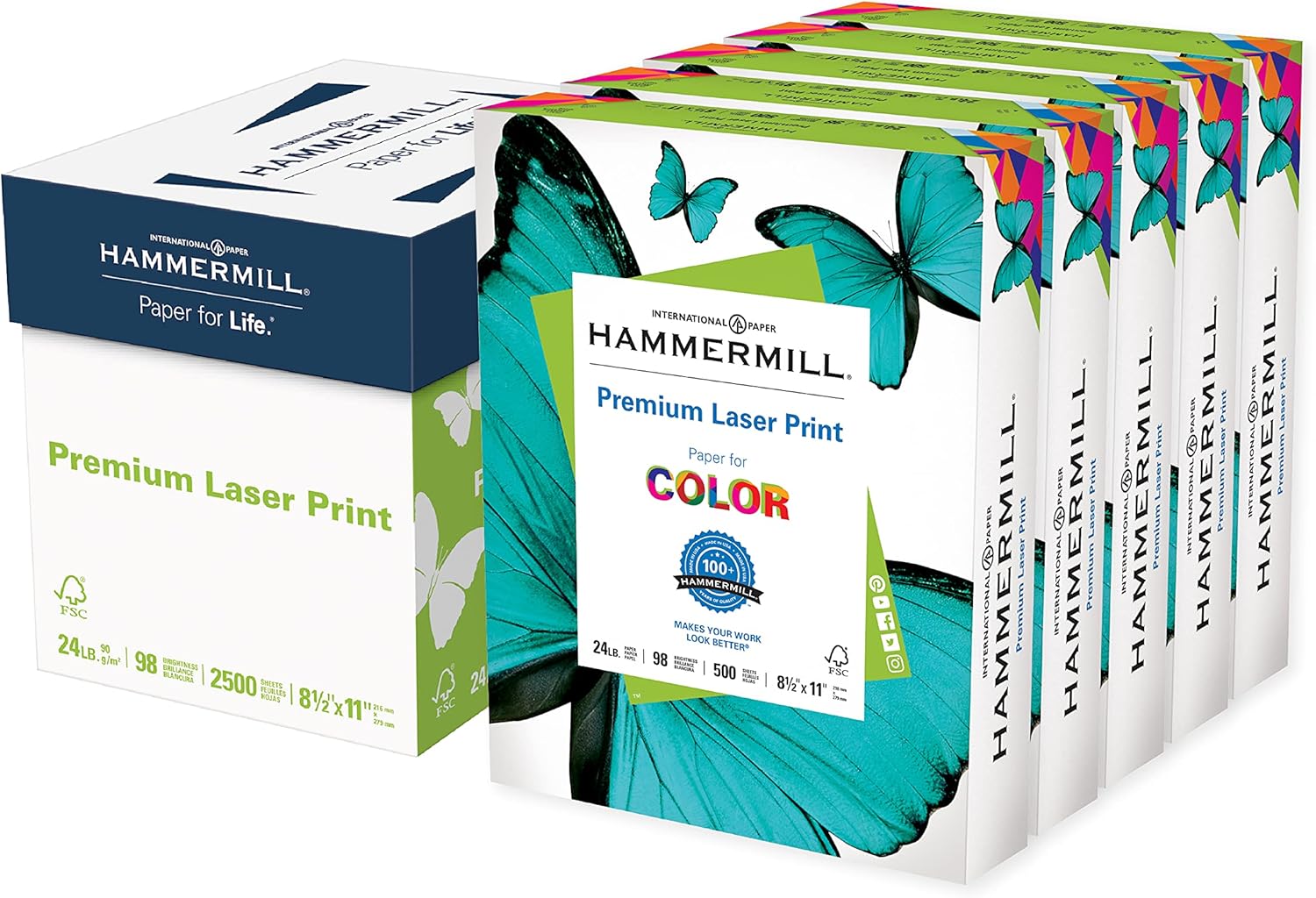 Hammermill Printer Paper, Premium Laser Print 24 lb, 8.5 x 11-5 Ream (2, 500 Sheets) - 98 Bright, Made in the USA, 104640C : Laser Printer Paper : Office Products