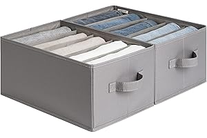 LAB COSI Labcosi Closet Organizers and Storage Baskets, 5 Grids Wardrobe Clothes Organizers for Pants, Jeans, Storage Boxes for Closet, Gray, 2-Pack