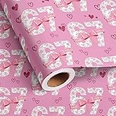 Altarho 67 Valentines Day Wrapping Paper Roll, Pink Rose 6 7 Words Design Love Heart Bow Gift Wrap for Couple Teens Kids Adults, Holiday Party,Total 28.5sq.ft