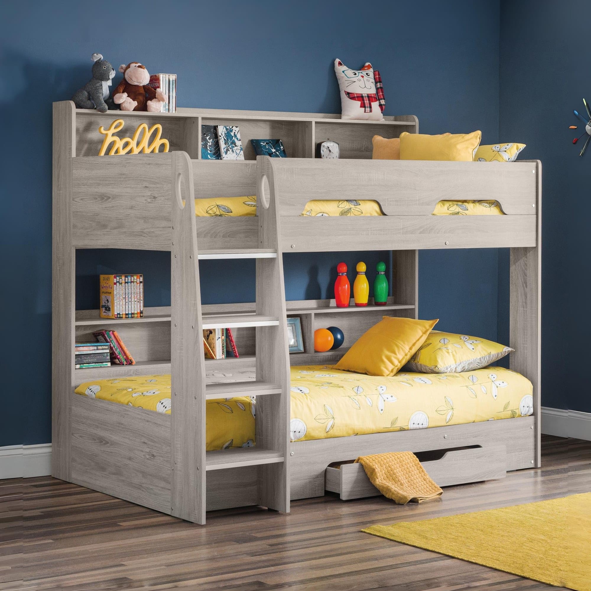 Julian Bowen Grey Oak Wood Orion Bunk Bed, Single