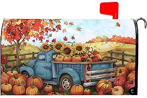 DACAWIN Fall Decorative Mailbox Covers Autumn Harvest Magnetic Mailbox Wrap Pumpkin Sunflowers Maple Leaves Letter Box Cover Thanksgiving Decorations for Garden Yard 21x18 Inch