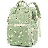 Yusudan Corduroy Diaper Bag Backpack for Baby Girls Boys, Women Large Nappy Bags for Mom (Green Corduroy Daisy)