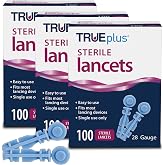 TRUEplus Single-Use Sterile Lancets Bundle, 28G, 300 Pack | Blood Lancets (Sterile, 28G, 4 cm total length) and TRUEplus Log Book, Supplies for Blood Glucose Testing at Home