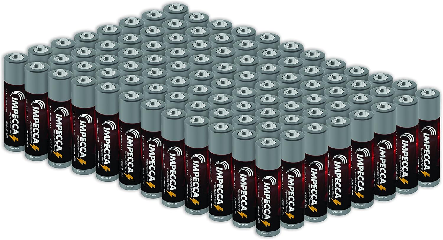 IMPECCA AAA Batteries, All Purpose Alkaline Batteries (100-Pack) High Performance AAA Battery Long Lasting Shelf Life and Leak Resistant 100-Count LR3 - Platinum Series (Case Included!): Home Audio & Theater