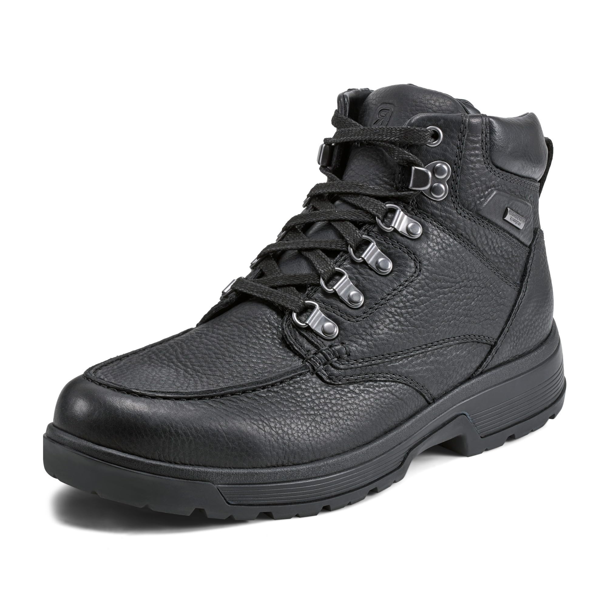 Rockport Men’s Ezra Waterproof Boot, Black Leather, 14 Wide