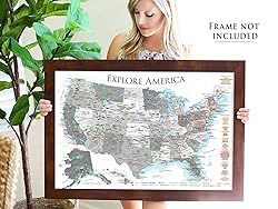 GeoJango National Parks Map Poster with USA Travel
