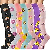FOFLORA Compression Socks for Women & Men 7 Pairs Knee High Compression Socks 20-30 mmhg Best for Running,Nurse,Travel