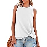 CUPSHE Women Tops Sleeveless Ribbed Twist Tank Top Crew Neck Shirt Casual Summer