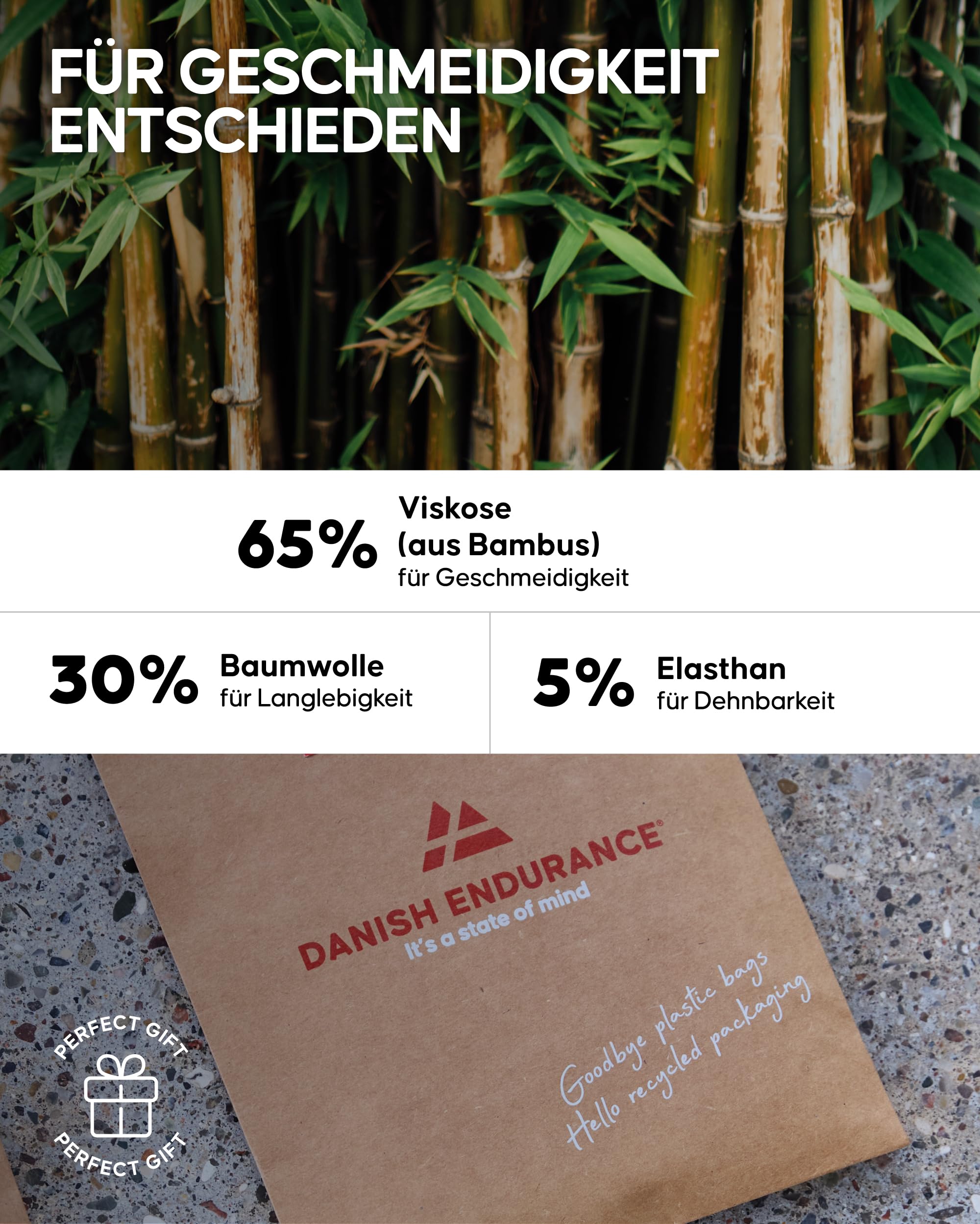 DANISH ENDURANCE 6er Pack Bambus Boxershorts Herren, Unterhosen Herren mit oder ohne Eingriff, 3XL Black 5