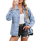 Kedera Women Oversized Denim Jacket Jean Jacket Button Down Boyfriend Shacket with Pockets