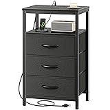 Huuger Nightstand with Charging Station, 27.6 Inch