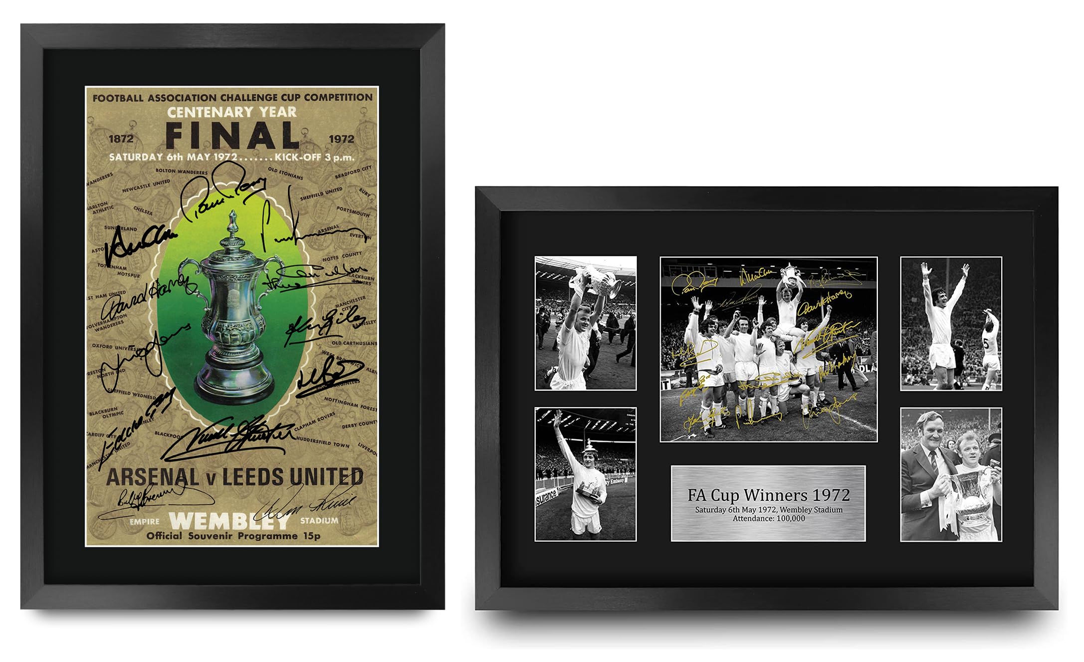 HWC Trading FR A3 Leeds 1972 Display & Programme Collection Printed Memorabilia Signed Autograph Photograph Display for Football Fans and Supporters - A3 Framed