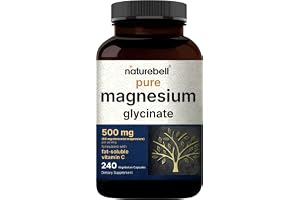 Naturebell Pure Magnesium Glycinate 500mg, 240 Veggie Capsules | 100% Chelated & Purified – 3rd Party Tested, Vegan Friendly, Non-GMO, Filler Free