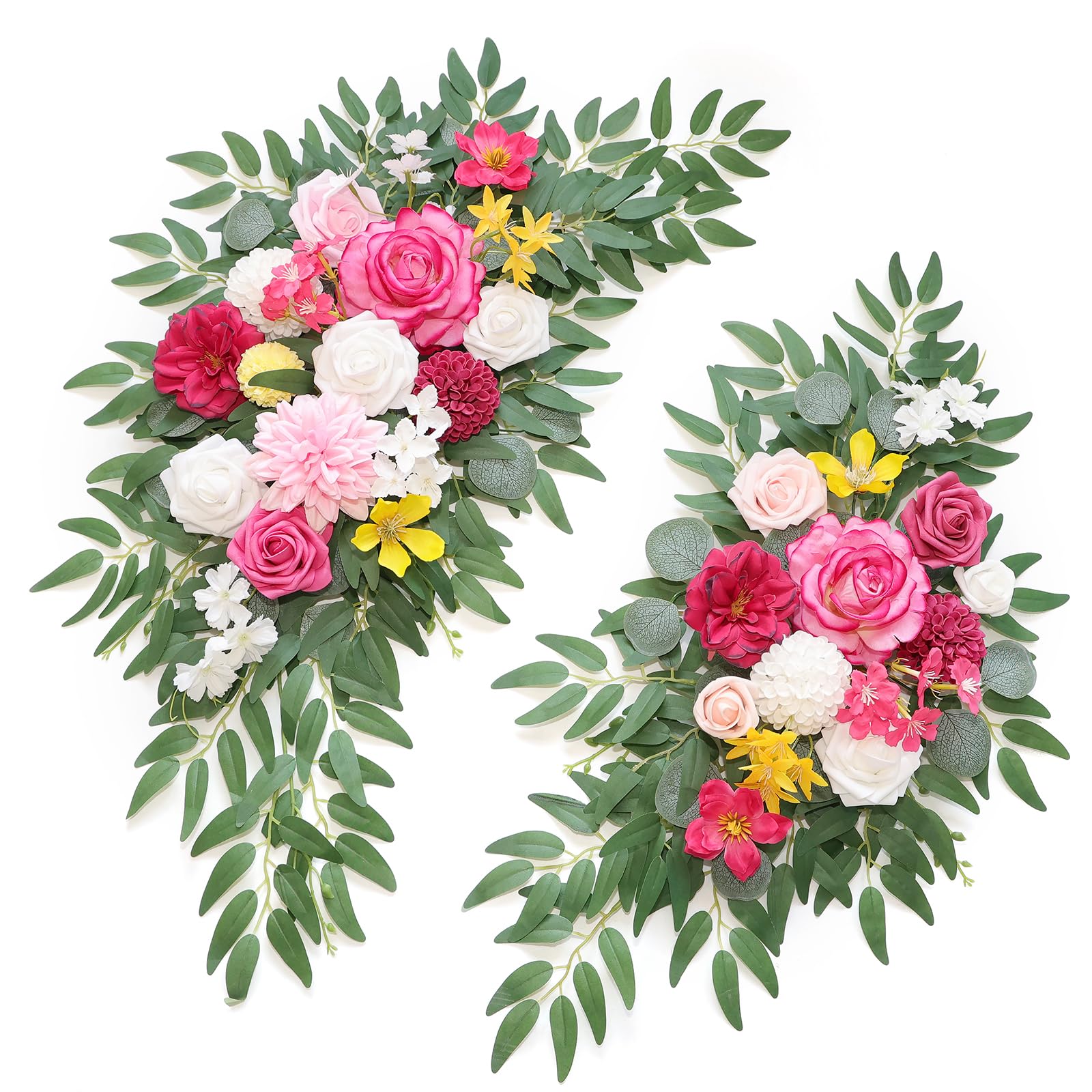 Photo 1 of WEIERYUE Artificial Wedding Arch Flowers Kit(Pack of 2) for Wedding Arch, Bridal Shower, Ceremony and Reception Backdrop Decoration (Bright Pink)