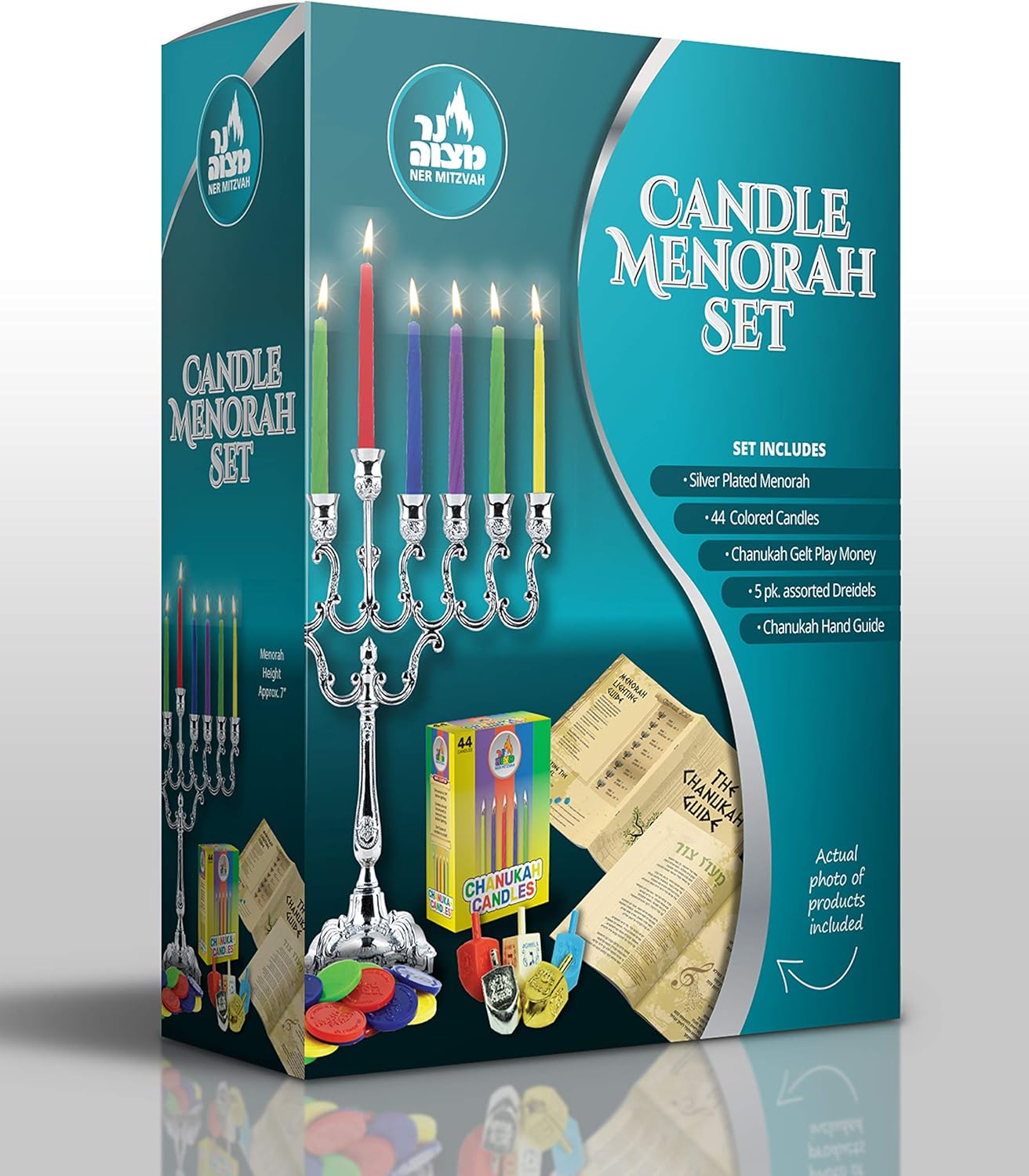 Hanukkah Menorah Complete Set - Menorah - Candles - Dreidels - Chanukah Guide: Home & Kitchen