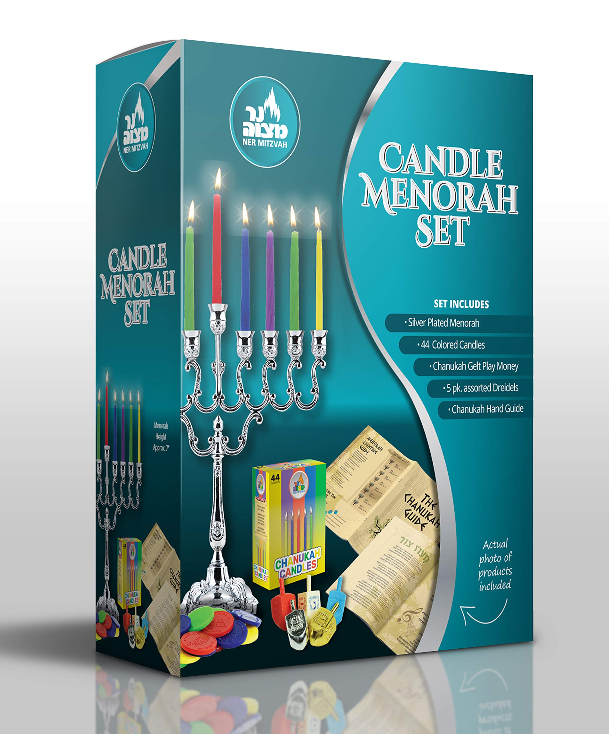 Hanukkah Menorah Chanukah Judaica Complete Set Candles Dreidels