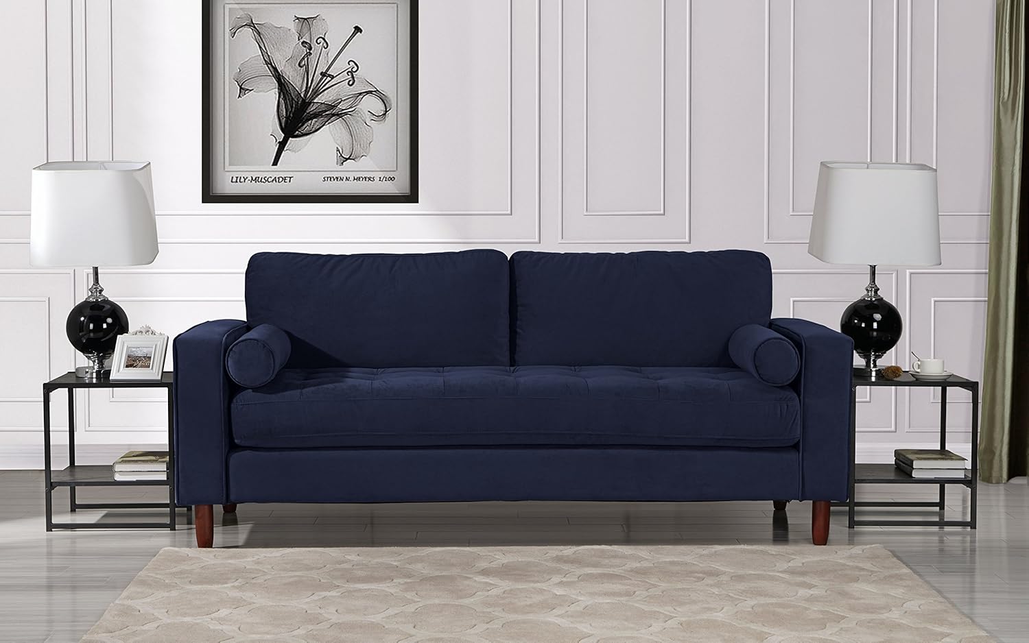 Best navy velvet chaise lounge for living room