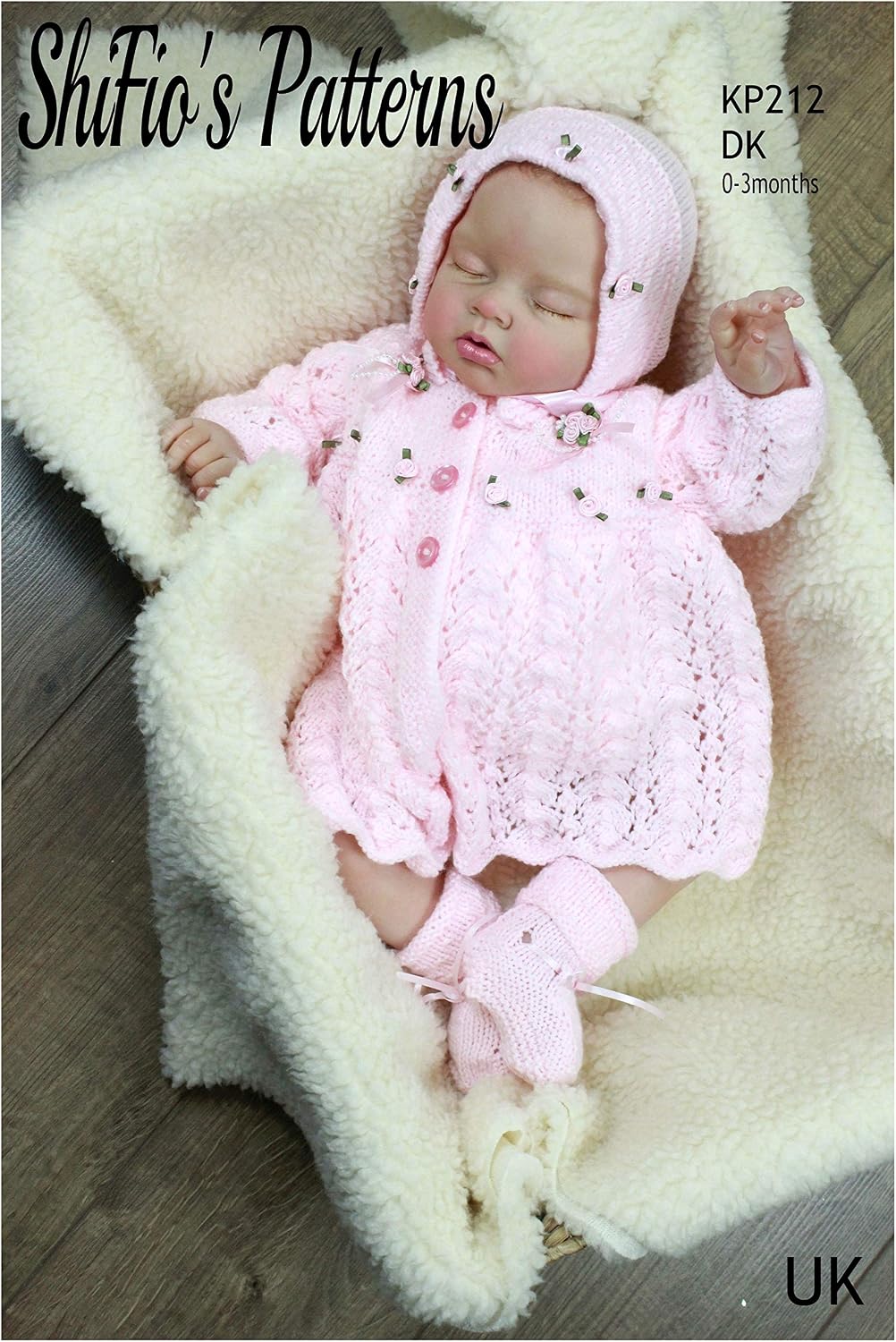 Knitting Pattern for Babies Jacket Bonnet and Matching Booties in Double Knitting, Baby Double Knitting Pattern, 0 to 3 Months, KP212