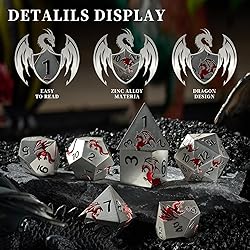Metal Dice Set D&D, HNCCESG Polyhedral Dice 7 Piece
